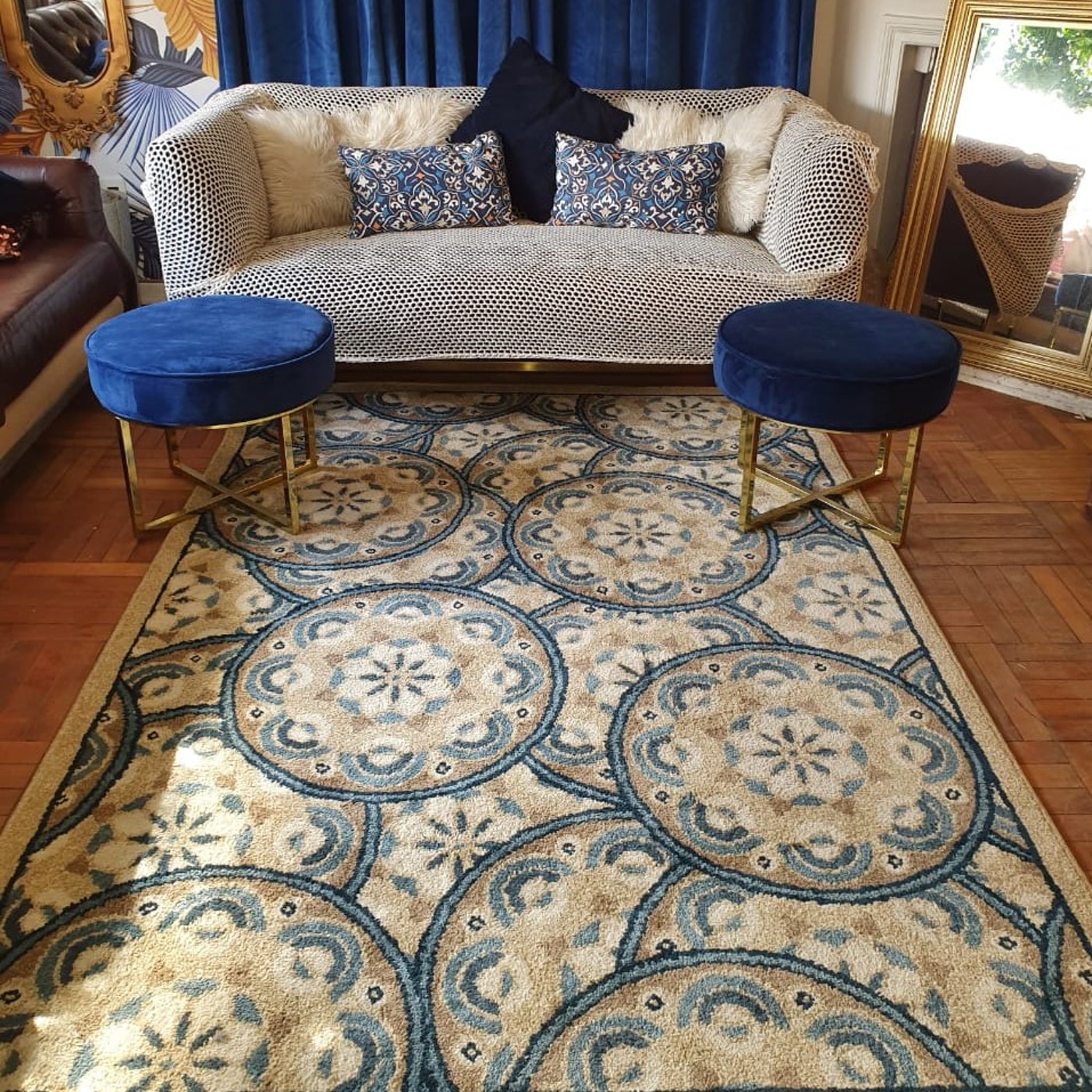 Alfombra Mandala Blue (214x154)