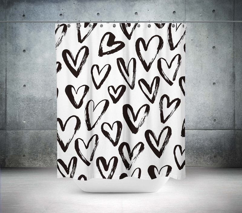 Cortina de Baño 061 Black hearts