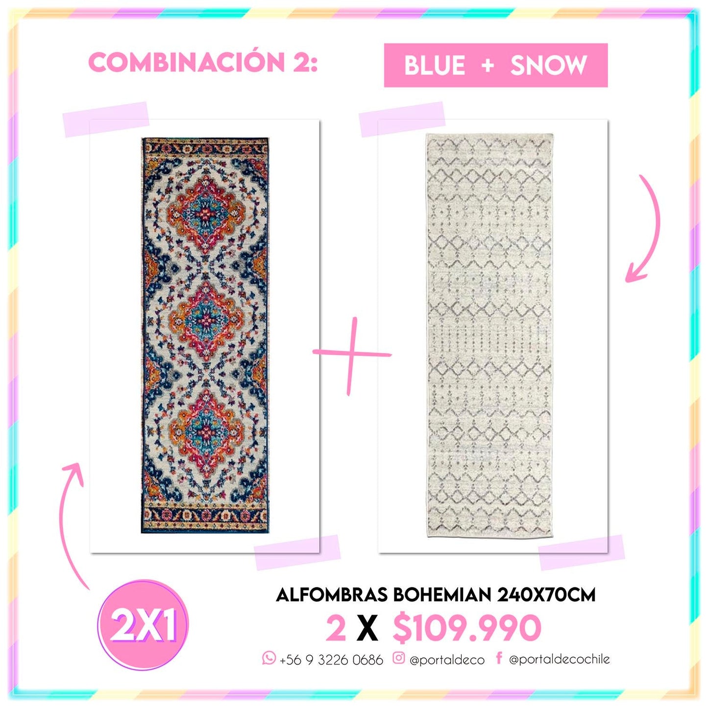 2x Alfombras Bohemian / (240x70)