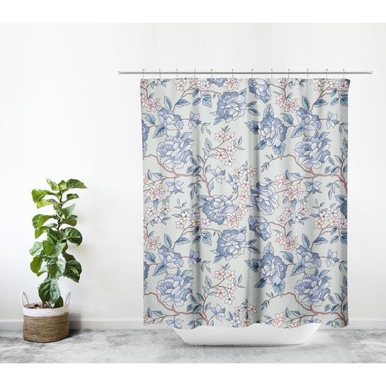 Cortina de Baño Floral Blue