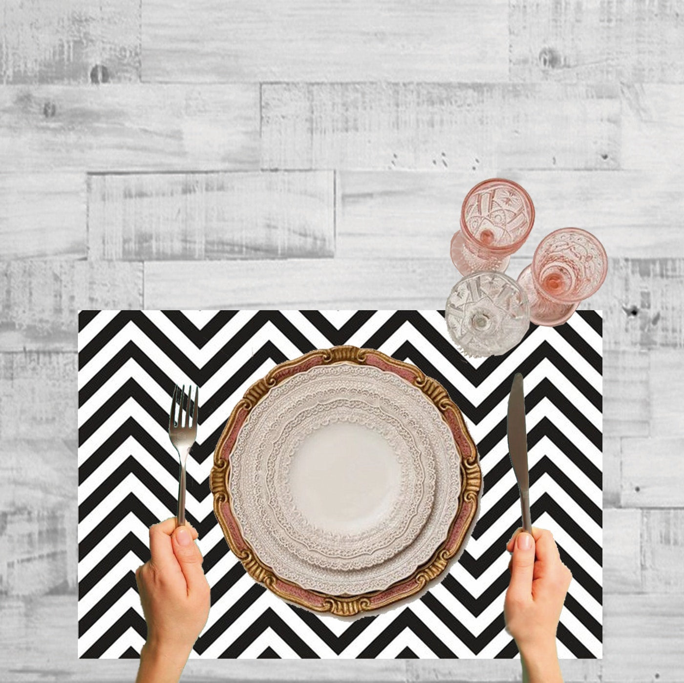 Set de 4 Individuales Vinilicos / Chevron