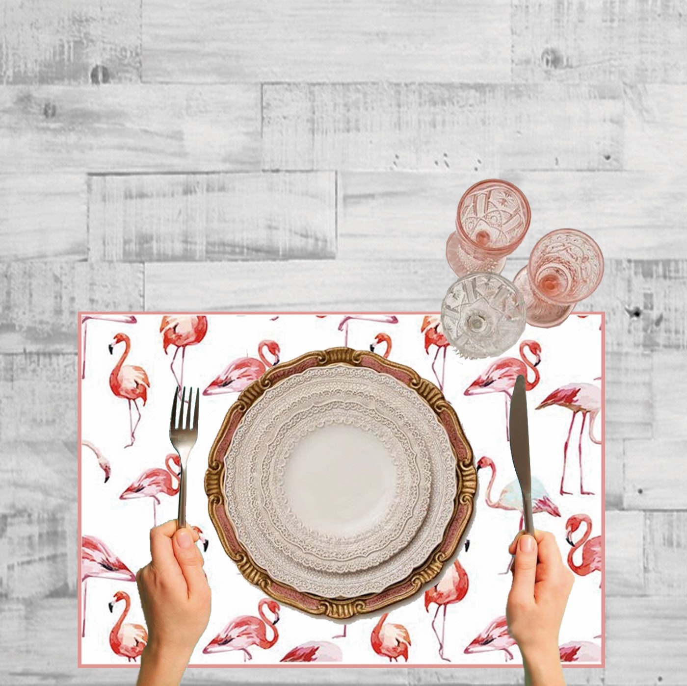 Set de 4 Individuales / Flamingo