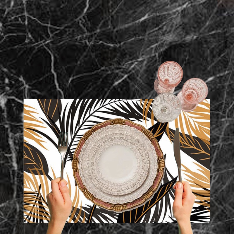 Set de 4 Individuales Vinilicos / Gold Tropical