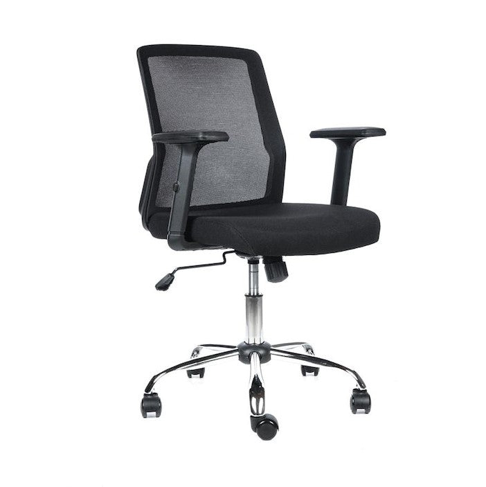Silla de Oficina - CUBA NEGRA - Brazo Regulable - Cromada.