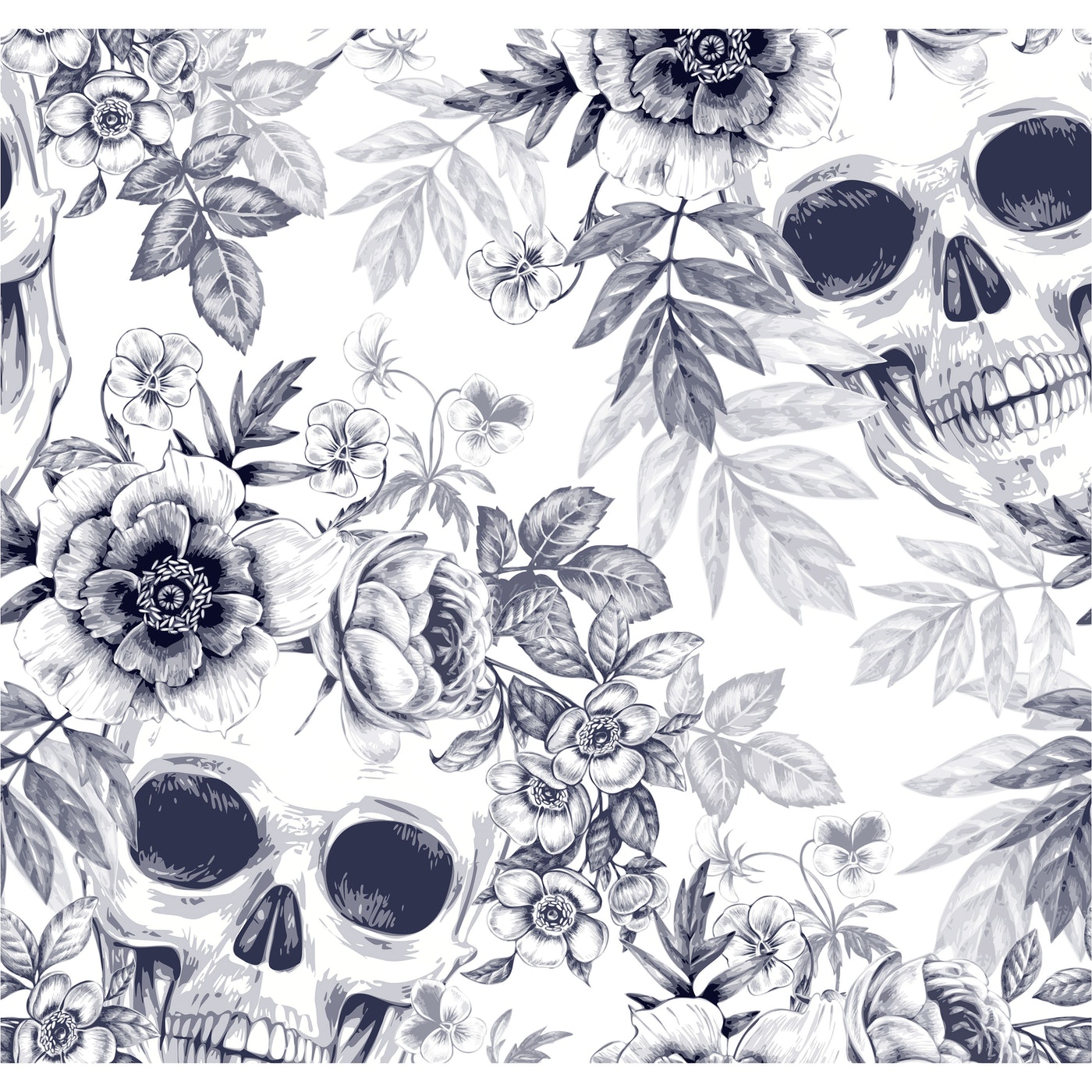 Cortina de Baño Blue grey skull