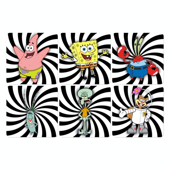 Set 6 Posavasos / Bob Esponja B&W