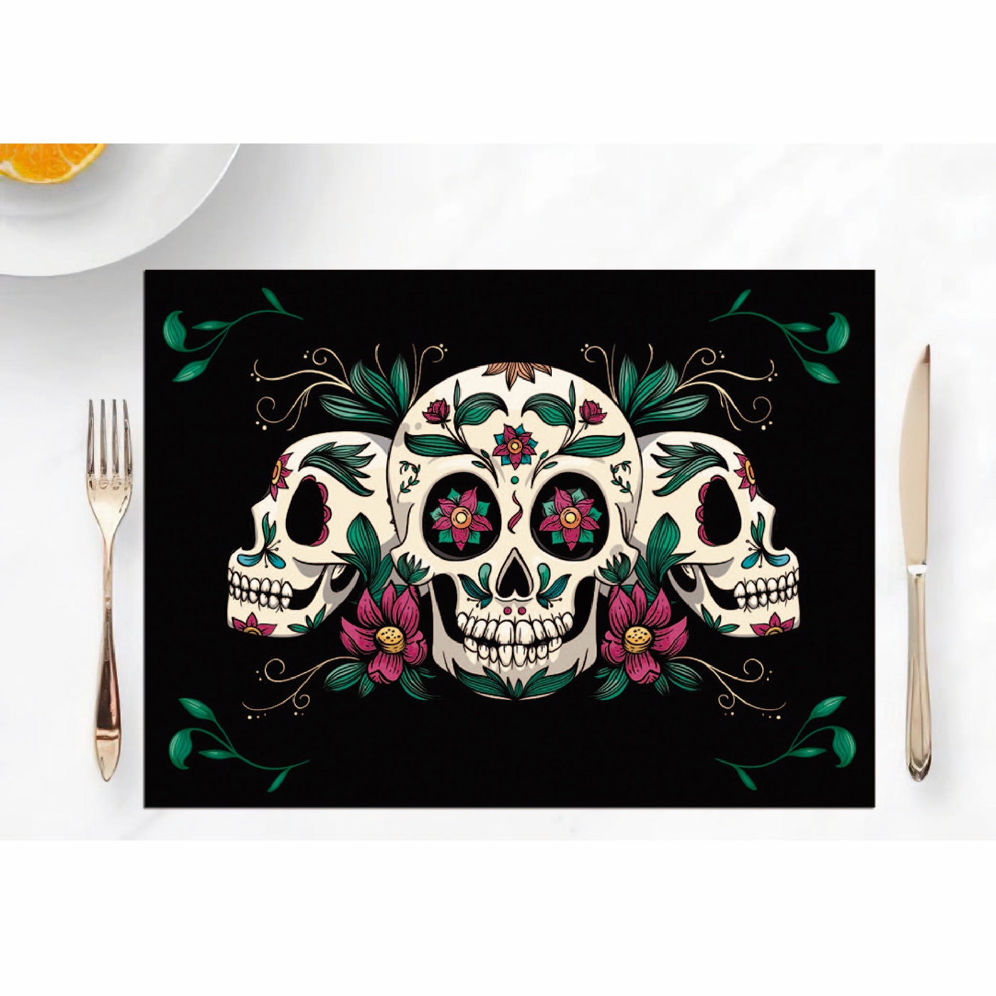 Set de 4 Individuales / Calavera floral