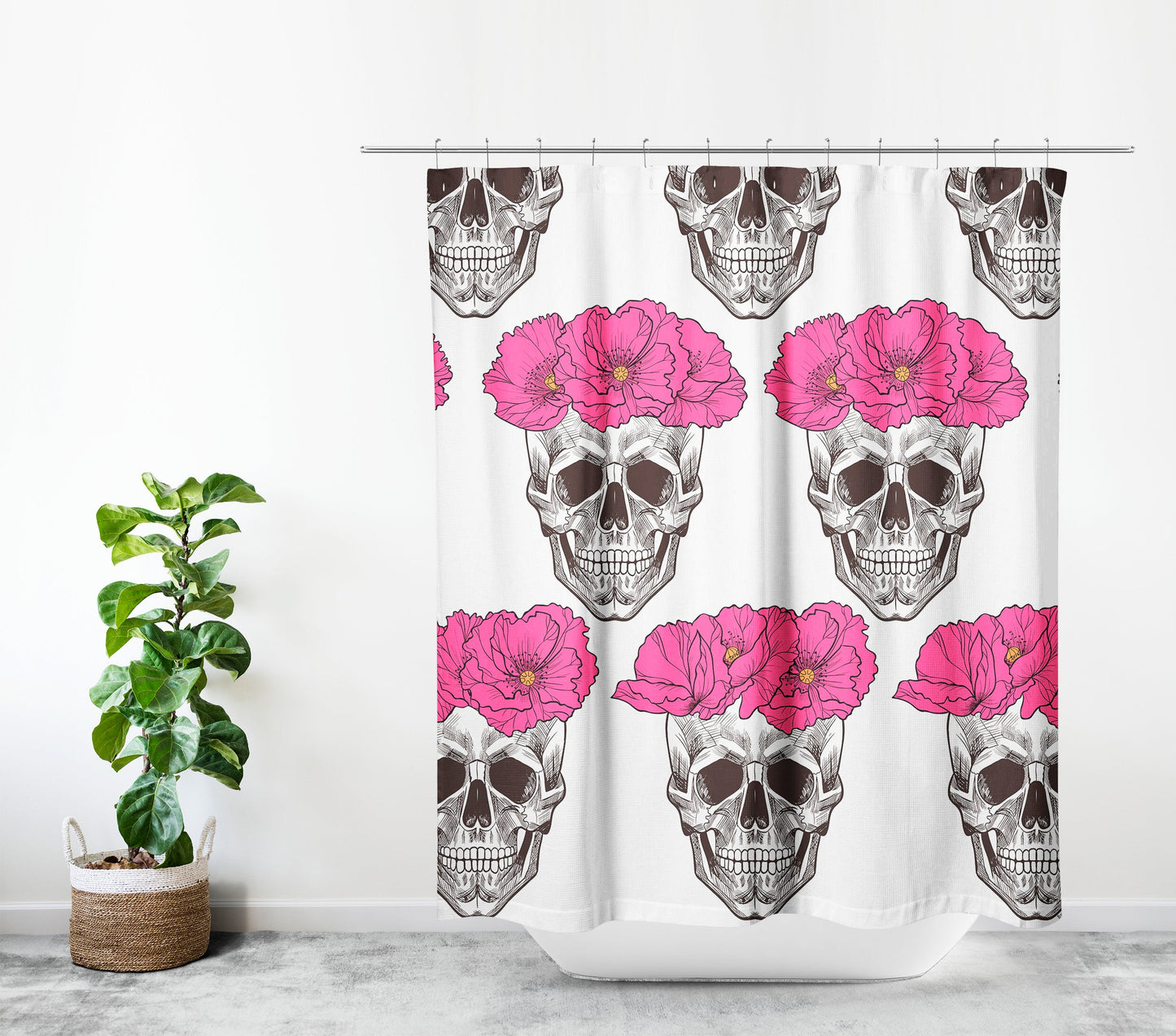 Cortina de Baño 011 Flower Skull