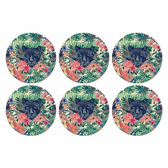 Set de 6 Posavasos de PVC / Pantera