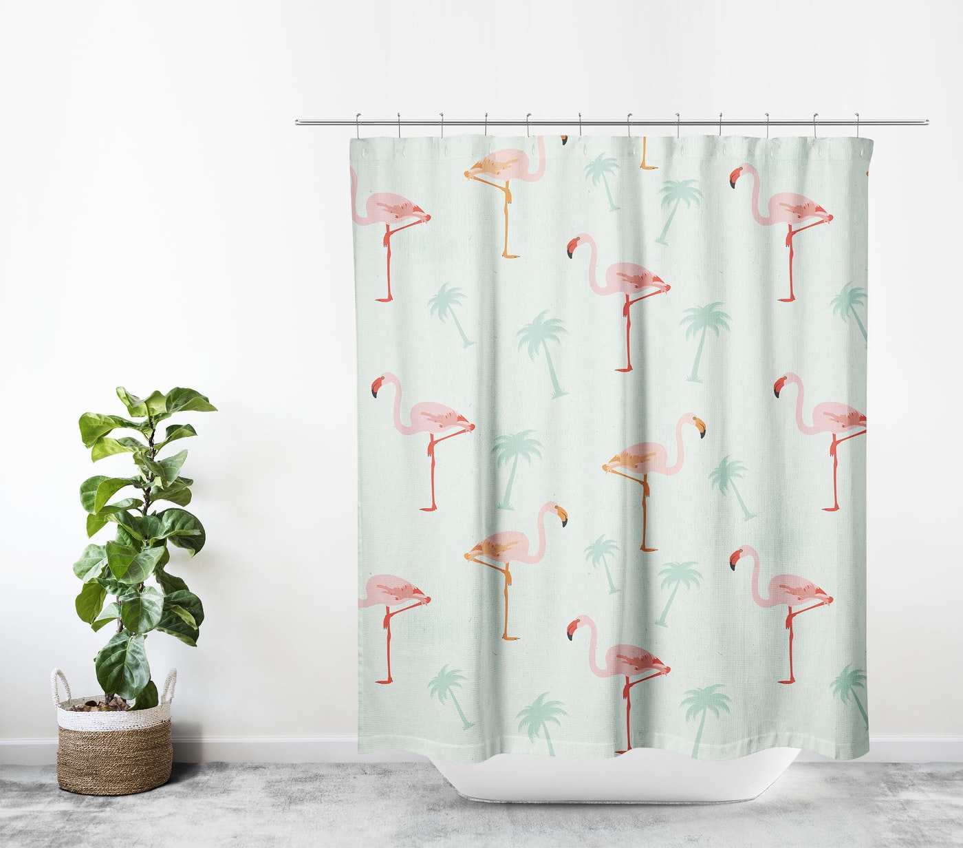 Cortina de Baño Tropik Flamingo Vintage