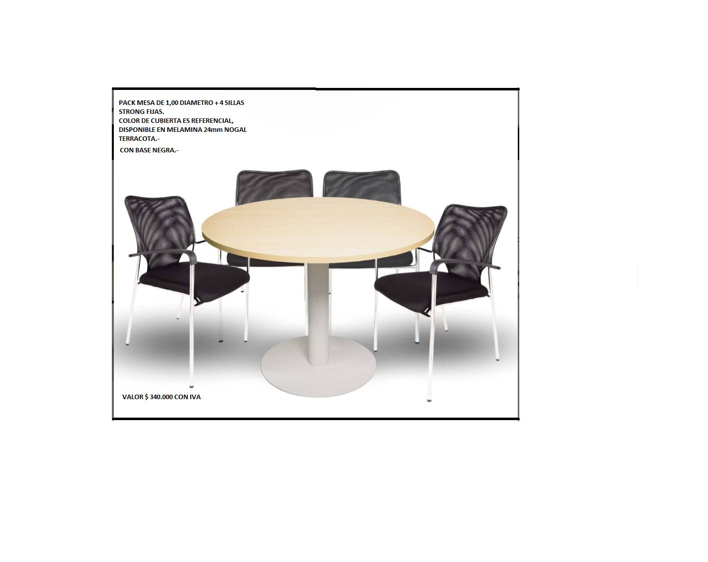 ¡REMATE! Mesa de Reuniones + 4 Sillas Fijas Strong