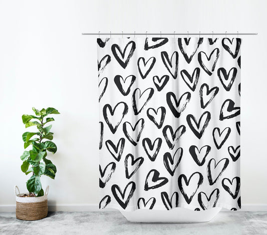 Cortina de Baño 061 Black hearts